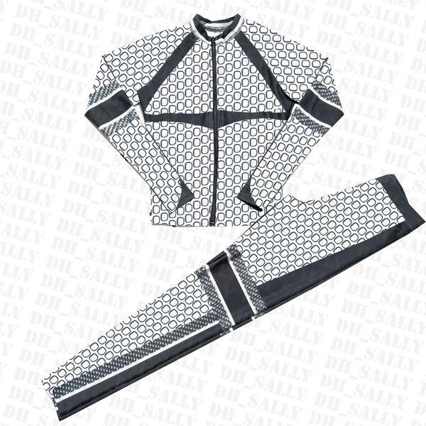 

long sleeve yoga outfit designer letter print tracksuit women elastic sports outfits womens breathable gym clothing, White;red