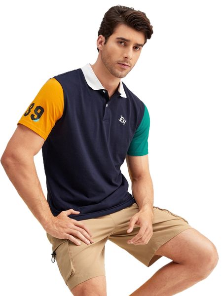 

men letter graphic colorblock polo shirt p9nw#, White;black