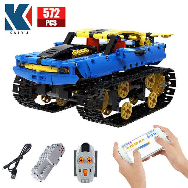 

city off-road rc racing car electric building blocks technical app remote control tank military bricks toys for children aa220317