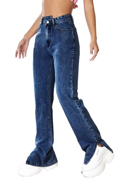 

split side zipper fly boyfriend jeans y8tc#, Blue