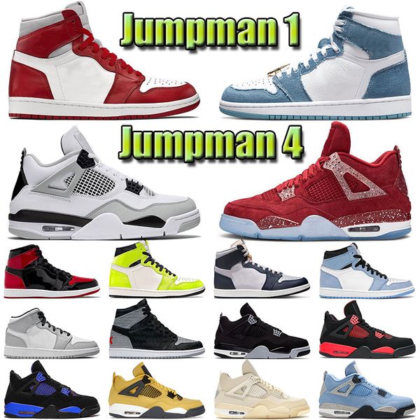 

designer jumpman 1 men trainers basketball shoes denim 1s red thunder women 4 military black bred patent visionaire chenille 4s sneakers spo
