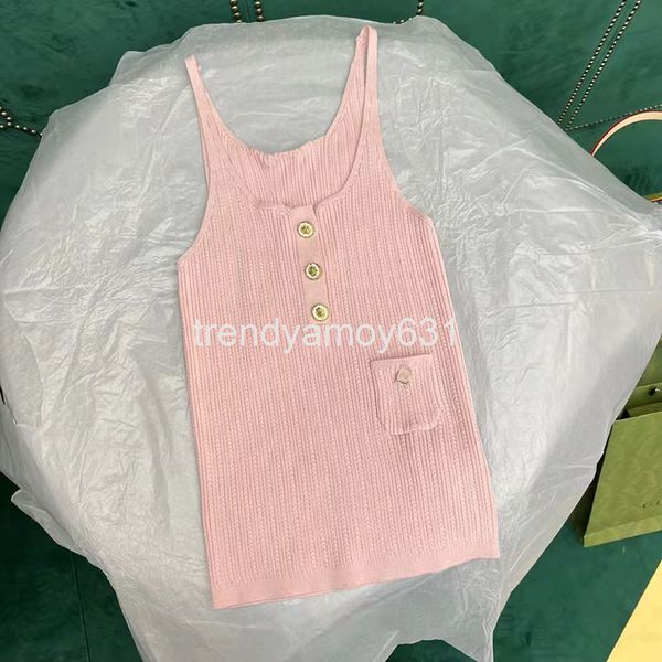 

women's tanks & camis product in spring and summer of 22, small fragrance simple style, u-neck button pocket, cotton knitting with susp, White
