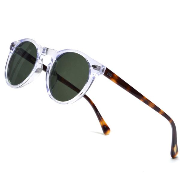 

sunglasses gregory peck ov5186 vintage round mens frame crystal clear for women green lens, White;black