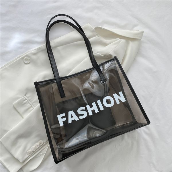 

2022 new 4 colours pvc tote shoulder bags high capacity fashion bag