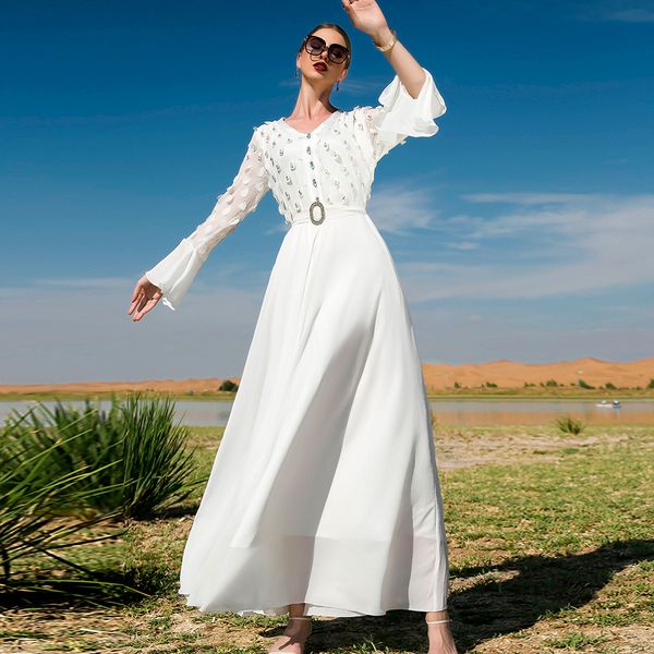 

ramadan white caftan marocain dubai evening dresses abaya turkey islam muslim dress for women robe de soiree femme vestido longo, Red