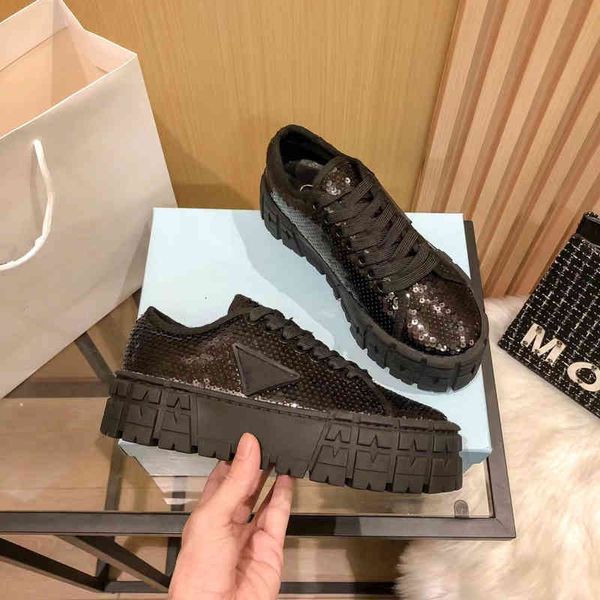 

dress shoes sponge cake bottom sequin casual shoes women's spring and summer gear thick increased low bandage tl7f, Black
