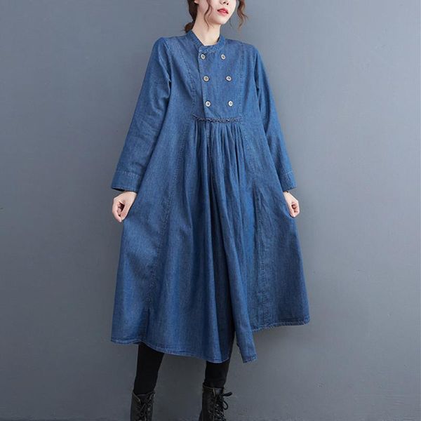 

arrival korea style street fashion denim autumn dress vintage loose office lady work women casual spring, Black;gray