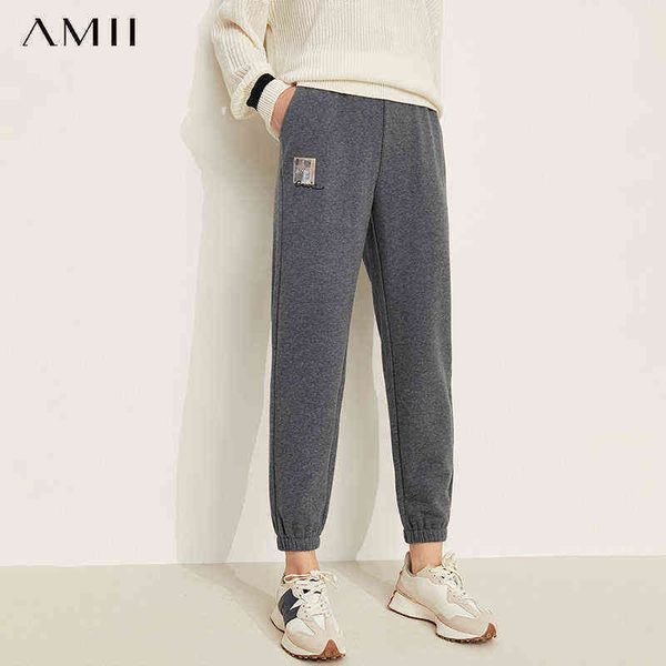 

amii minimalism winter pants for women fashion straight print sweatpants elastic high waist women's casual female 12145286 221225, Black;white