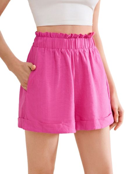 

high waist frill wide leg shorts g1ce#, White;black