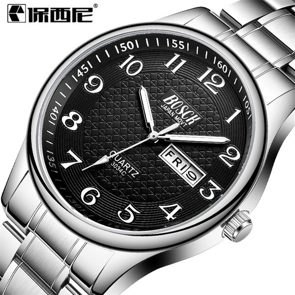 

mens watch luxury full steel watches fashion quartz wristwatch waterproof date male clock relogio masculino relojes para hombre 220530, Slivery;brown