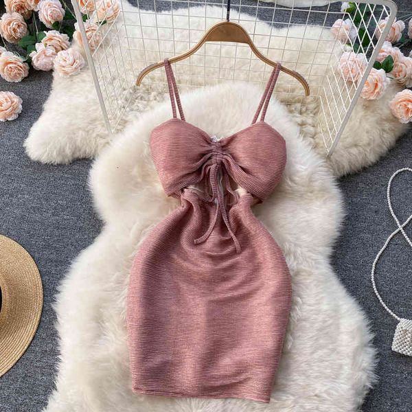 

casual dresses tight suspender skirt slim in summer hollowed out drawstring pleated short hip wrap dress for women mr3s, Black;gray