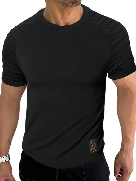 

men seam detail raglan sleeve letter patched tee s2lp#, White;black