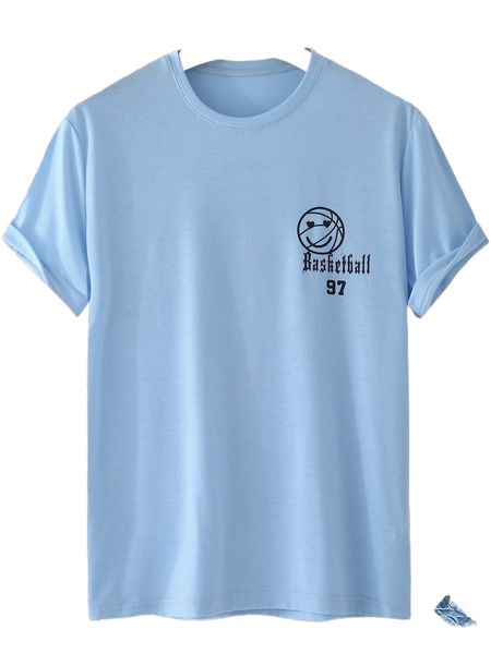 

men basketball & letter graphic tee l2yr#, White;black
