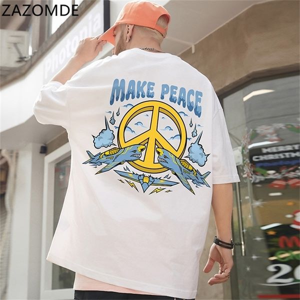 

2023sszazomde chinese style streetwear hip hop large size short sleeve casual printing street cool t shirt men clothing 220707, White;black