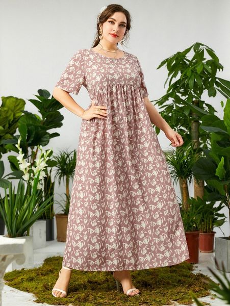 

plus allover floral print maxi dress x6vk#, Black