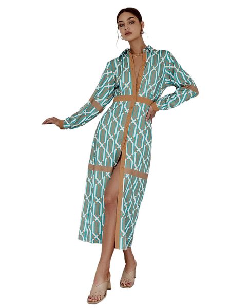 

sollinarry geo print button front shirt dress 01qf#, Black;gray