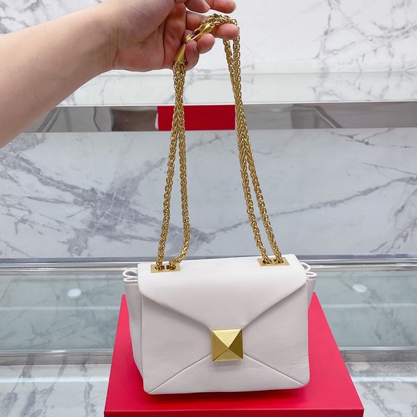 

rivet chain crossbody bags women flap bag shoulder axillary bag magnetic hasp metal chains printing letters imitation old brass wallets