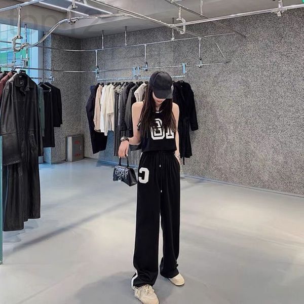 

women's two piece pants designer sports and leisure black suit women's summer 2022 new style fried street fashion thin wide leg pa, White