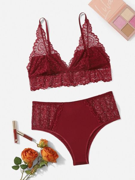 

plus lace longline lingerie set a1ur#, Black;white