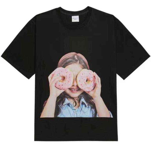 

spot chao brand adlv donut short sleeve printed loose t-shirt men and women lovers half bear summer tshirts brands t-shirt fashion b27, White;black