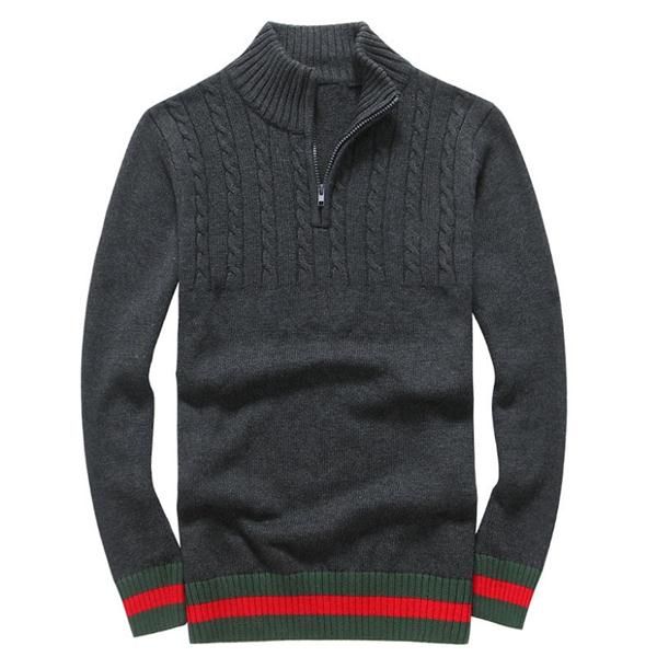 Hochwertige, brandneue Luxus-Pullover-Strickjacke für Männer, lässige Stickerei, halber Reißverschluss, Pullover, Hemd, Herbst-Winter, Slim-Fit, langärmelig, Herrenpullover, gestrickt, Pull Homme