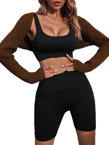 

ribbed knit shrug cardigan i9j5#, White;black