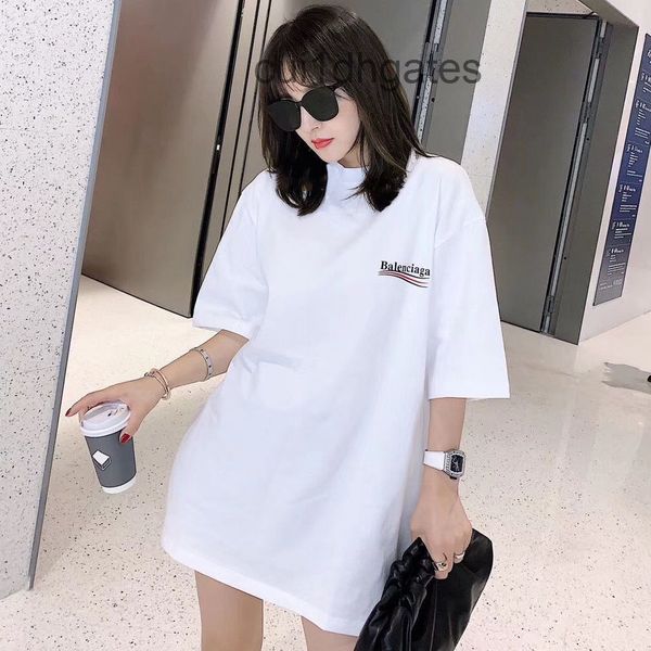 

2022 designer bal t shirt paris b family short sleeve men's and women's 2022 new fashion summer pure cotton t-shirt, versatile stu, White;black