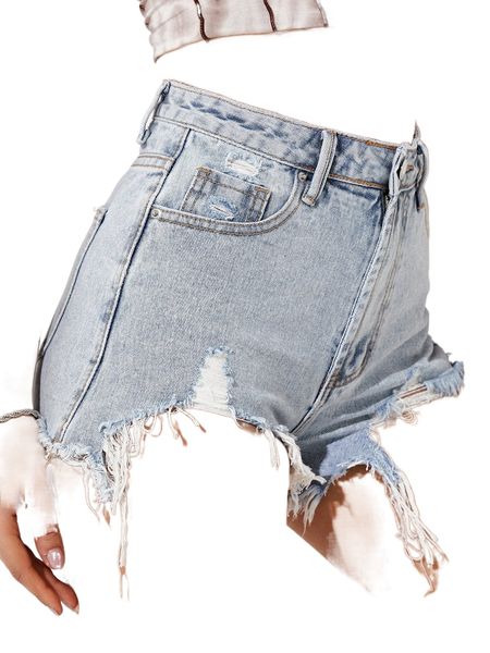 

r.aw h.em r.ipped d.enim shorts q0ej#, White;black