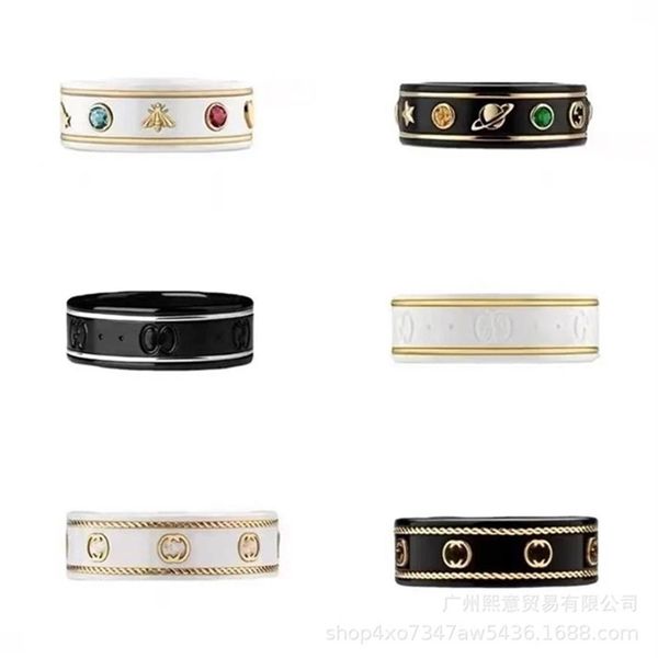 

trend 20% off designer jewelry gujia double g black white ceramic 18k bee planet men's and women's same pure silver coup280t