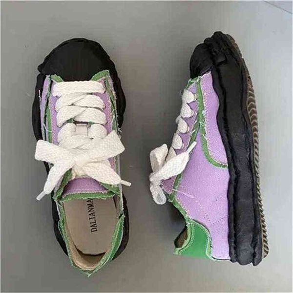 Scarpe eleganti da donna brutte Canvas Harajuku Platform Sneakers Fashion Chunky Designer Splicing Lace Up Flats Viola Nero Espadrillas 2022 220518