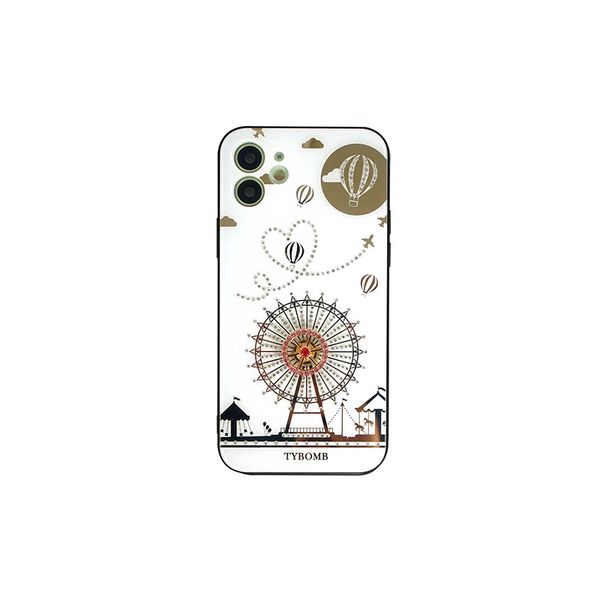 Designer Luxury 3D Ferris Wheel Case Case Diamond Glass Hard Phone для iPhone 13 11 12 Pro Max 7 8plus x Protector Cover