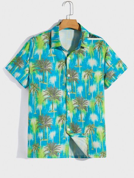 

romwe guys tropical print shirt e28n#, White;black
