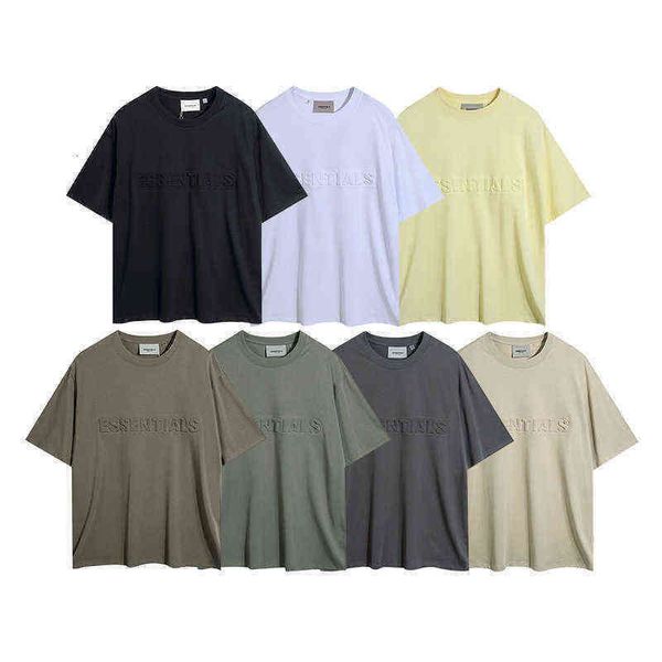 

european version large size fog t shirts high street fashion brand double thread essential concave convex letters men's and women', White;black