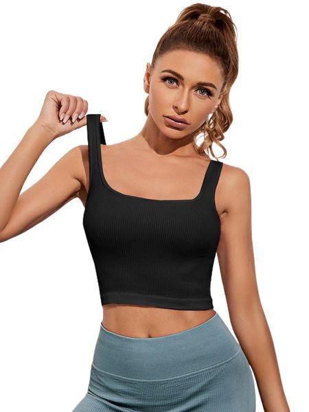 

breathable rib knit sports tank r3v2#, Gray