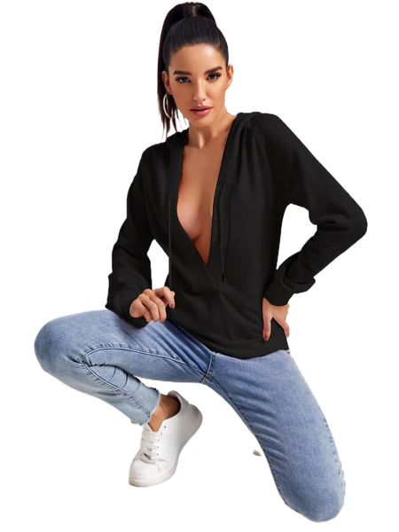 

x juan carlos anglerÃ³ plunging neck hoodie b9ng#, Black