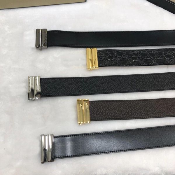 

designer tom belt men clothing accessories business belts big buckle fashion women genuine leather waistband with original box cintura ceint, Black;brown