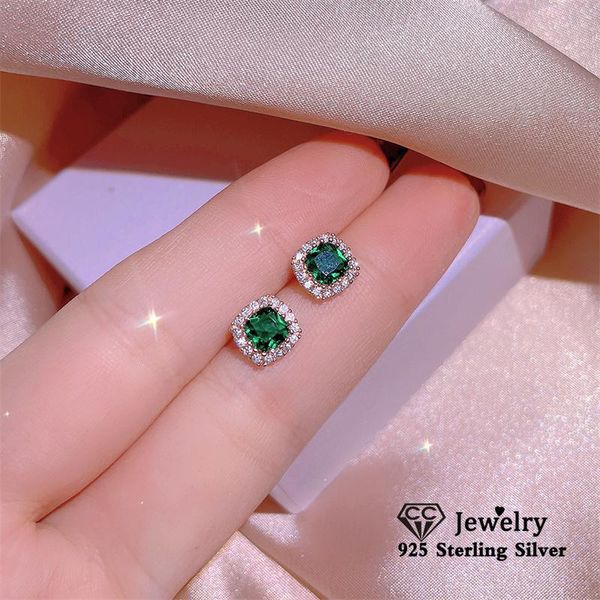 

stud fine jewelry set earrings for women party accessories green zirconia stone18k rose gold plated vintage jewellery cce781, Golden;silver