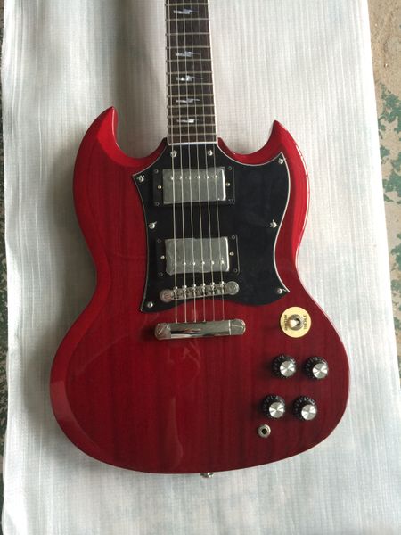 

6 string electric guitar solid body delivery can customize finish gloss red