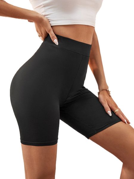 

tall solid high waist biker shorts b548#, White;black