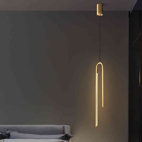 

pendant lamps minimalist line bedside chandelier nordic bedroom modern simple living room background wall atmosphere lamp light luxury all c