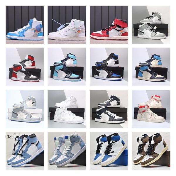 

2022 traderjoes jumpman 1 1s with box mens and womens basketball shoes sneakers 3 blue white pink toe shattered backboard for men sports sho
