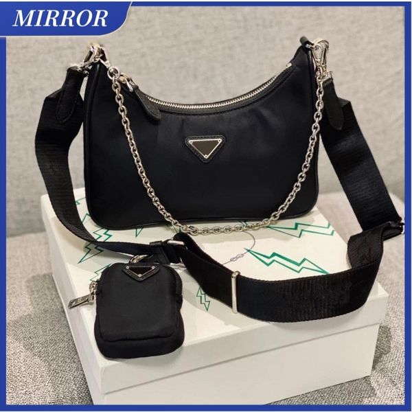 

-mirror handbag women luxury designer nylon bags with letters wholesale canvas hobo shoulder bag lady tote chains handbags messenger bagss