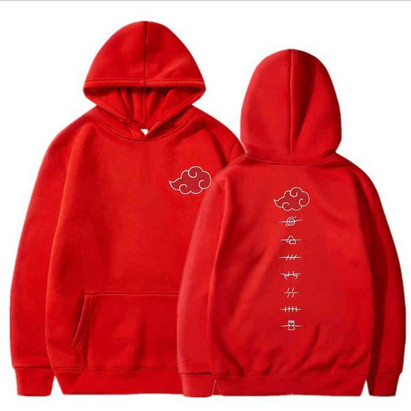 Japan Anime Akatsuki Cloud Simboli Stampa Felpe con cappuccio Streetwear Felpa con cappuccio Uomo Donna Felpa oversize Pullover Felpa con cappuccio 235