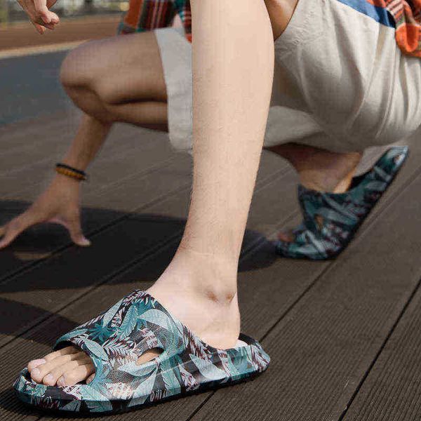 

shoes y0730 slippers slides men beach sandals fashion outdoor thick bottom beach sandals mensummer outdoorslippers antiskid soft indoor shoe, Black