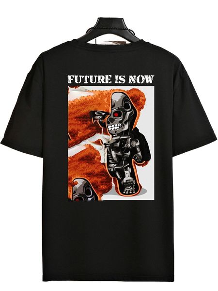 

men robot & slogan graphic tee b5pq#, White;black