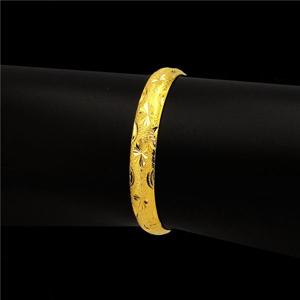 

10mm bangle womens bracelet carved star fashion 18k yellow gold filled solid dubai wedding women's bangle vintage jewelry dia 60mm, Black