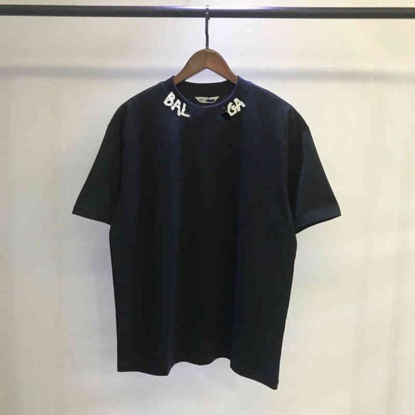 

22sss designer luxury balenciga balanciagasclassic european t-shirt fashion graffiti pure cotton short back letter printing pullover mens an, White;black