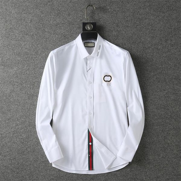 

2022 mens business shirts fall shirts fashion solid color long sleeve men dress oversized shirt edge -3xl, White;black