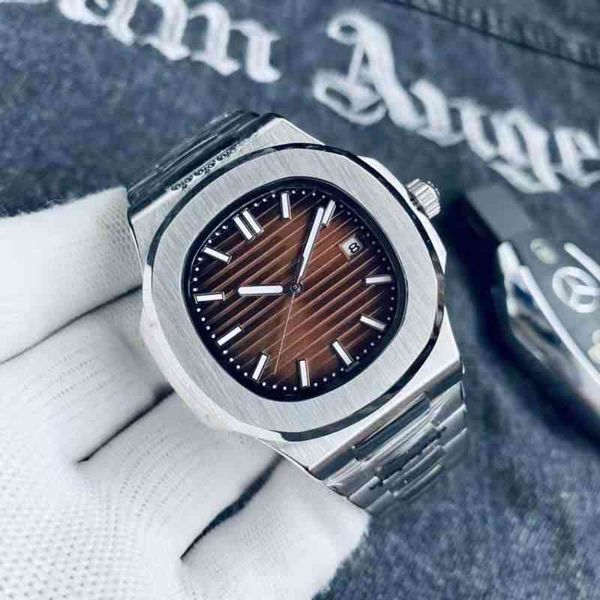 

luxury men watch pp mechanical wristwatch fashion designer hde3 baida jinggang 316 philips luminous waterproof steel belt nautilus original, Slivery;brown