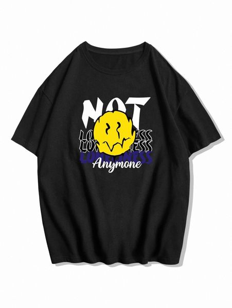 

romwe guys cartoon & letter graphic tee d51z#, White;black